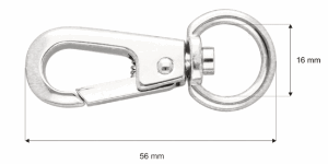 Karabińczyk metalowy 15mm nikiel połysk brelok