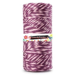 Sznurek bawełniany skręcany twist LILIOWO-FIOLETOWY 20m 2mm