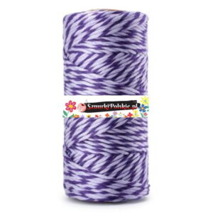 Sznurek bawełniany skręcany twist FIOLET-JASNY FIOLET 20m 2mm