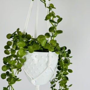 Kwietnik wiszący makrama ze sznurka boho BIAŁY