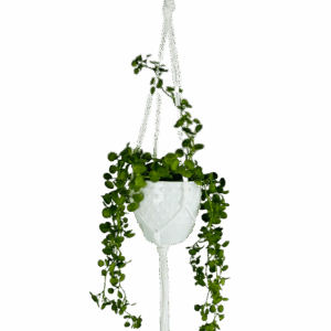 Kwietnik wiszący makrama ze sznurka boho BIAŁY