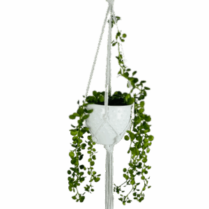 Kwietnik wiszący makrama ze sznurka boho JASNY SZARY