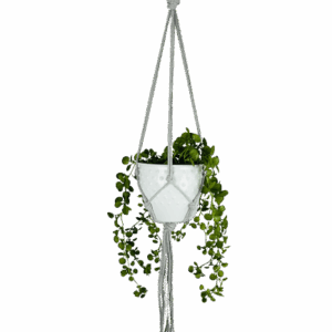 Kwietnik wiszący makrama ze sznurka boho SZARY