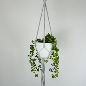 Kwietnik wiszący makrama ze sznurka boho SZARY