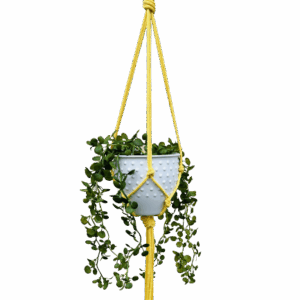 Kwietnik wiszący makrama ze sznurka boho JASNY ŻÓŁTY