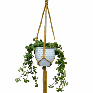 Kwietnik wiszący makrama ze sznurka boho MUSZTARDA