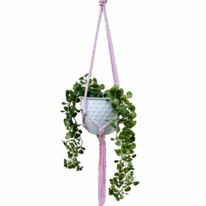 Kwietnik wiszący makrama ze sznurka boho RÓŻ