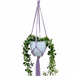 Kwietnik wiszący makrama ze sznurka boho BRUDNY RÓŻ