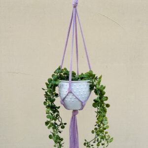 Kwietnik wiszący makrama ze sznurka boho BRUDNY RÓŻ