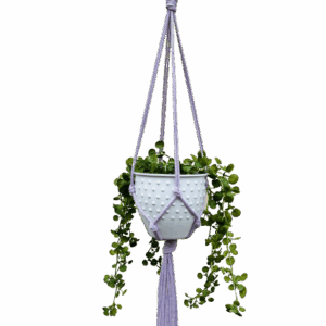 Kwietnik wiszący makrama ze sznurka boho LILIOWY