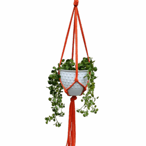 Kwietnik wiszący makrama ze sznurka boho POMARAŃCZ