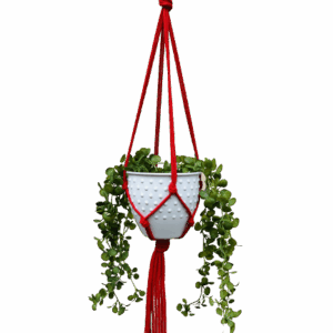 Kwietnik wiszący makrama ze sznurka boho CZERWONY