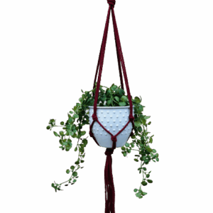 Kwietnik wiszący makrama ze sznurka boho BORDO