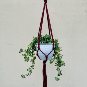 Kwietnik wiszący makrama ze sznurka boho BORDO