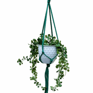 Kwietnik wiszący makrama ze sznurka boho ZIELONY