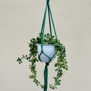 Kwietnik wiszący makrama ze sznurka boho ZIELONY