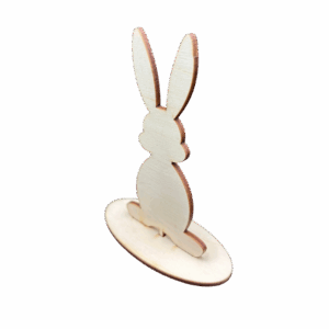 Drewniany zając zajączek królik na podstawce decoupage ze sklejki 10cm