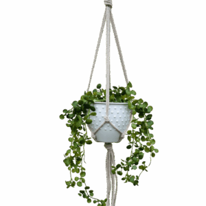 Kwietnik wiszący makrama ze sznurka boho JASNY BEŻ