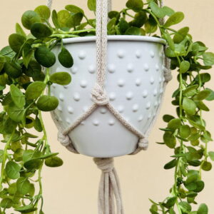 Kwietnik wiszący makrama ze sznurka boho JASNY BEŻ