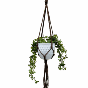 Kwietnik wiszący makrama ze sznurka boho BRĄZ