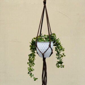 Kwietnik wiszący makrama ze sznurka boho BRĄZ