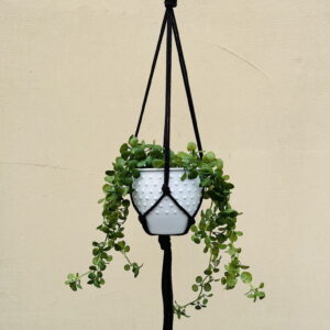 Kwietnik wiszący makrama ze sznurka boho CIEMNY BRĄZ