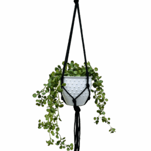 Kwietnik wiszący makrama ze sznurka boho CZARNY