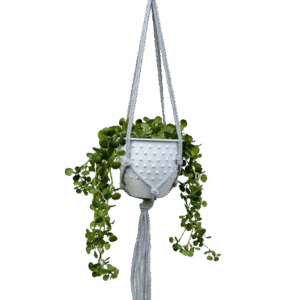 Kwietnik wiszący makrama ze sznurka boho SREBRNY