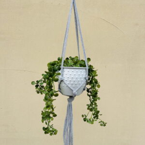 Kwietnik wiszący makrama ze sznurka boho SREBRNY