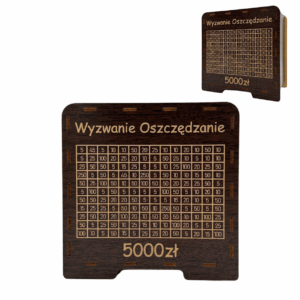 Skarbonka wykreślanka WYZWANIE OSZCZĘDZANIE kolor WENGE