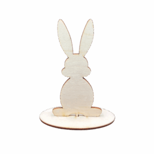 Drewniany zając zajączek królik na podstawce decoupage ze sklejki 10cm