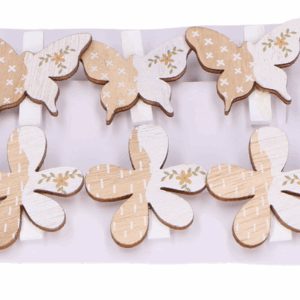 Spinacze kwiatki motylki naturalne 6szt