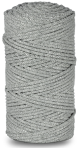 WAS Sznurek bawełniany z rdzeniem srebrna nitka szary 100m 3mm WAS