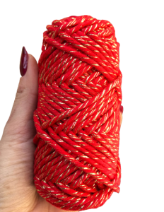 Sznurek bawełniany skręcany ZŁOTA NITKA CZERWONY 40m 3mm