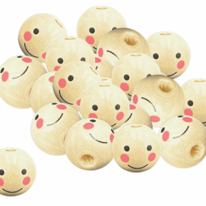 Korale koraliki buźki drewniane główki 14mm 20szt