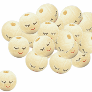 Korale koraliki buźki drewniane główki 20mm 20szt