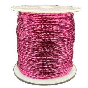 Sznurek metalizowany różowy róż 100m 1mm ozdobny