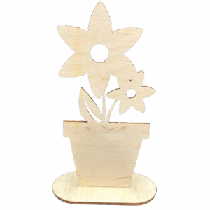 Drewniany kwiatek kwiatki w doniczce prezent dekor