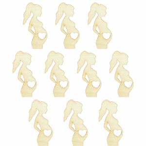 Scrapki drewniane kobieta w ciąży mama dekor 10szt