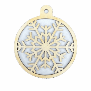 Drewniana bombka świąteczna śnieżynka ze sklejki zawieszka na choinkę