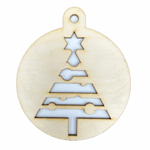 Drewniana bombka świąteczna choinka ze sklejki zawieszka na choinkę