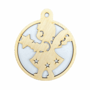 Drewniana bombka świąteczna anioł aniołek ze sklejki zawieszka na choinkę