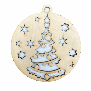 Drewniana bombka świąteczna choinka ze sklejki zawieszka na choinkę