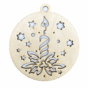 Drewniana bombka świąteczna świeca świeczka ze sklejki zawieszka na choinkę