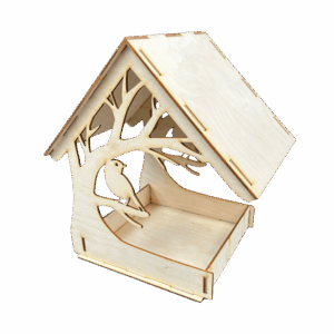 Karmnik budka domek dla ptaków drewniany ze sklejki decoupage dekor 26cm