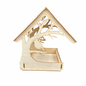 Karmnik budka domek dla ptaków drewniany ze sklejki decoupage dekor 26cm