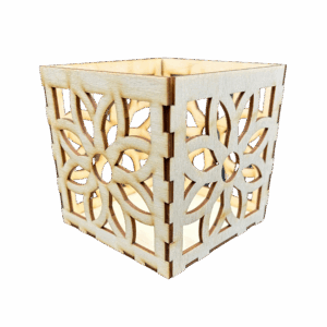 Lampion drewniany latarenka ze sklejki decoupage ozdoba świecznik 11cm