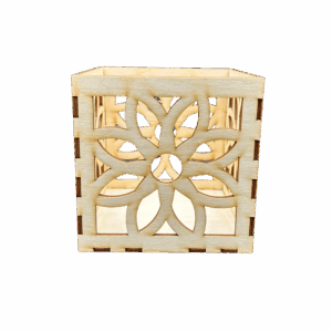 Lampion drewniany latarenka ze sklejki decoupage ozdoba świecznik 11cm