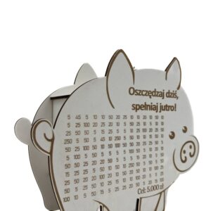 BIAŁA Świnka Skarbonka OSZCZĘDZAJ DZIŚ SPEŁNIAJ JUTRO