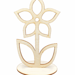Drewniany kwiatek kwiat stojący na podstawce prezent dekor decoupage 17 cm